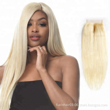 Straight Weave Blonde Hair Show 613 Color 100% Unprocessed Virgin Human Hair Hair Cuticle Lace Closure Modern Brazilian Brazil